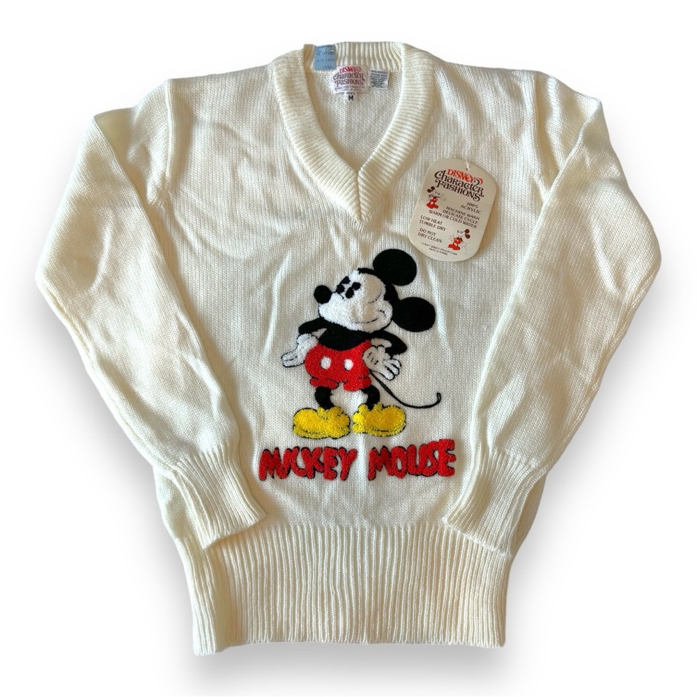 Vintage 70's Mickey Mouse Character Fashions V Neck Sweater. NWT.